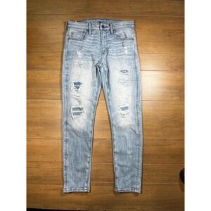 American Eagle Flex Slim Straight Jeans Light Wash Distressed Men  29x30